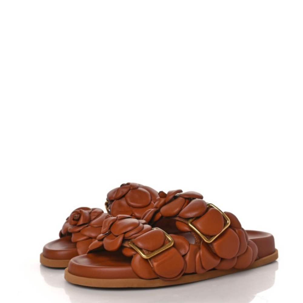 Valentino Garavani Calfskin Atelier 03 Rose Edition Double Buckle Slide